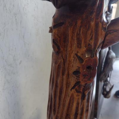 Black Forest Carved Wood Bear Themed Hall Tree Coat Stand