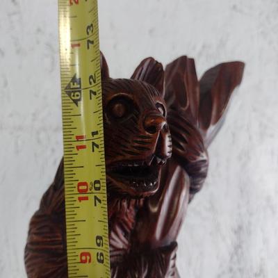 Black Forest Carved Wood Bear Themed Hall Tree Coat Stand