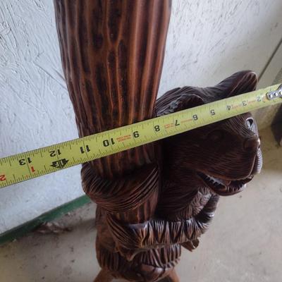 Black Forest Carved Wood Bear Themed Hall Tree Coat Stand