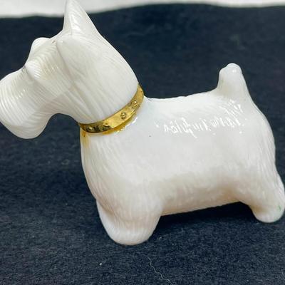 Vintage Avon Scottie Dog Milk Glass Perfume Bottle Collectible Figurine