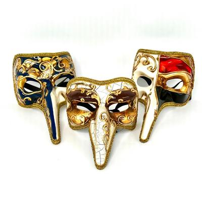 Set of 3 Ornate New Orleans Carnival Mardi Gras Venetian Tie Back Masks - Made in Italy
