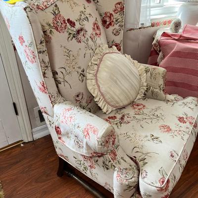Chintz chair and foot stool