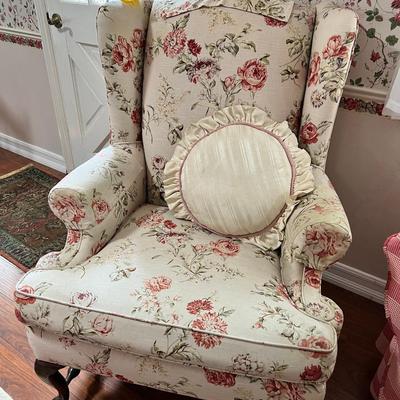 Chintz chair and foot stool