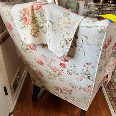 Chintz chair and foot stool