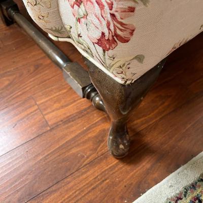Chintz chair and foot stool