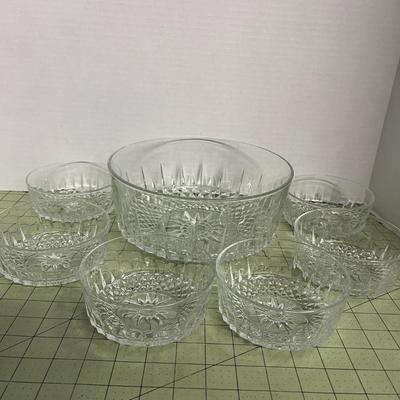 Diamond Pattern Clear Glass Bowl Set