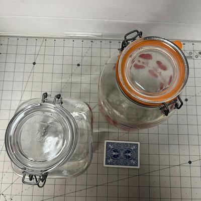 Fida Plain Jar & Red Hearted Jar & Large jar ( approx 1 gallon size)