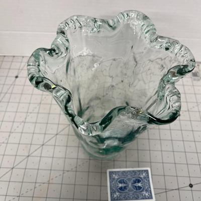 Vintage Aquamarine Glass Vase