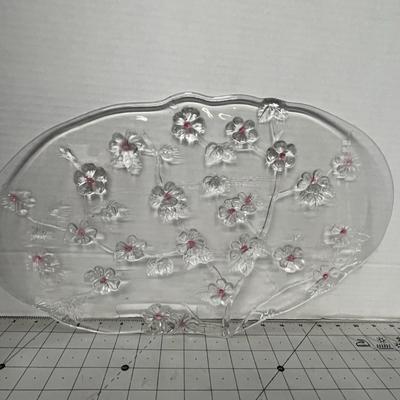 Vintage Crystal Glass Large Platter, Beautiful!