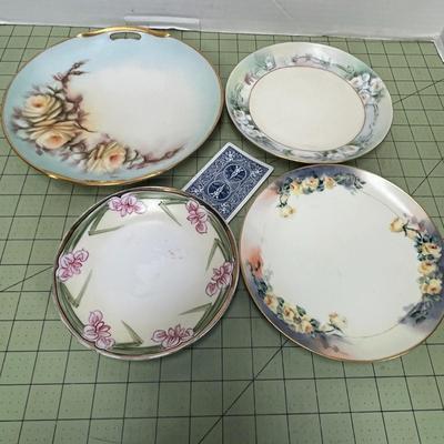 Hand Painted Floral Plates - Set of 4