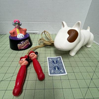 Bull Terrier Dog Ask Maxine the Mis-Fortune Teller Jump Rope