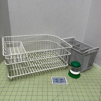 Dish Drying Rack with Cleaner Brush