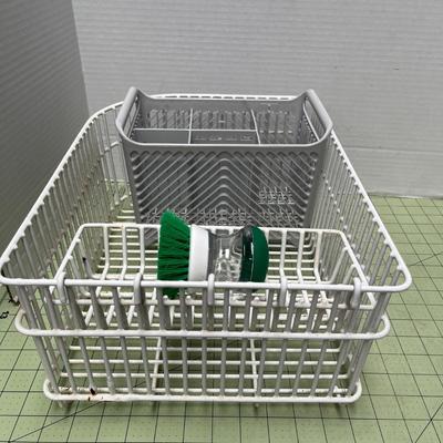 Dish Drying Rack with Cleaner Brush