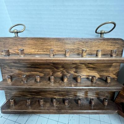 2 Set of Wall Mounted Wooden Rack with Thimble Collection