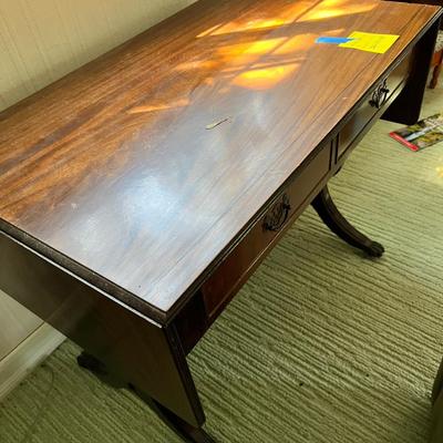 Drop leaf table with harp