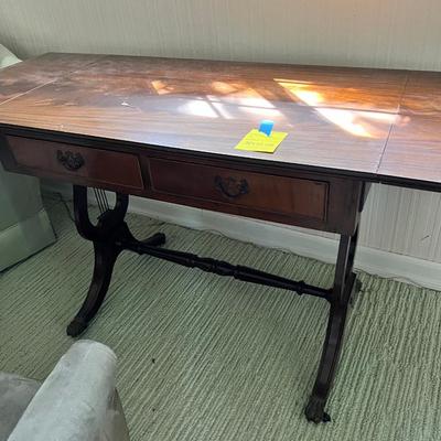 Drop leaf table with harp