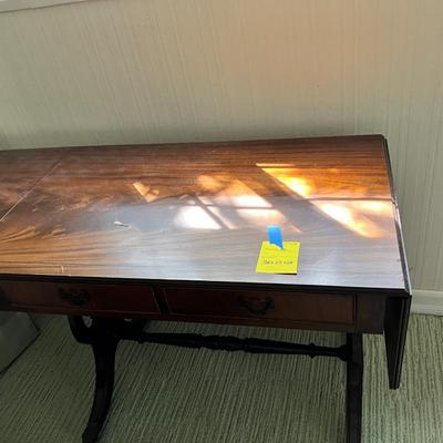 Drop leaf table with harp