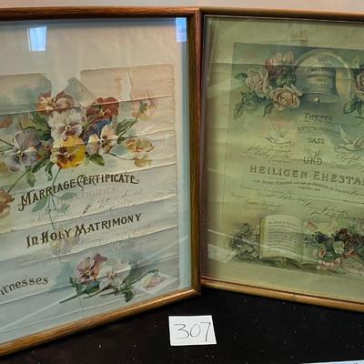 Vintage Marriage Certificates