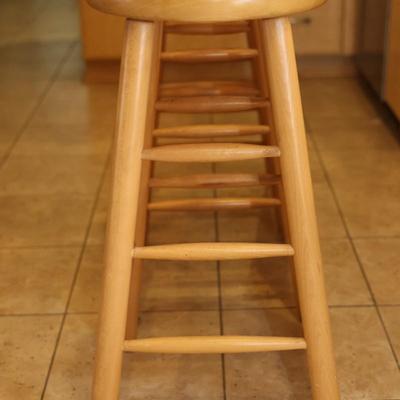 Three Solid Wood Bar Stools (3)