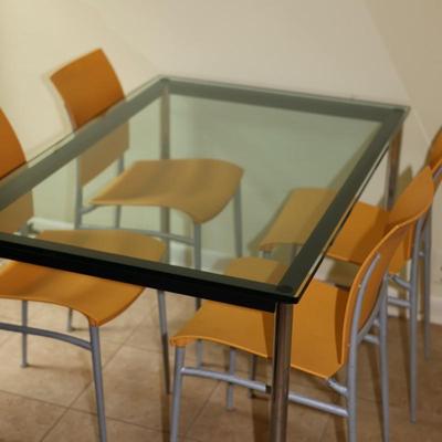 Glass Dining Set with Four Chairs