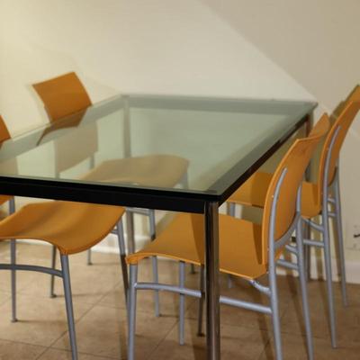 Glass Dining Set with Four Chairs