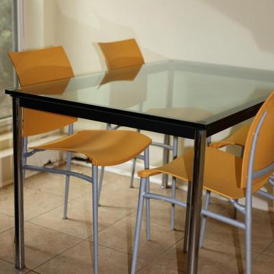 Glass Dining Set with Four Chairs