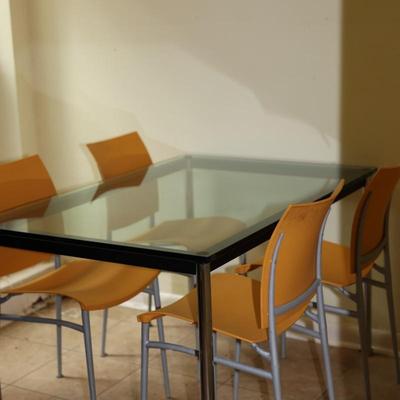 Glass Dining Set with Four Chairs