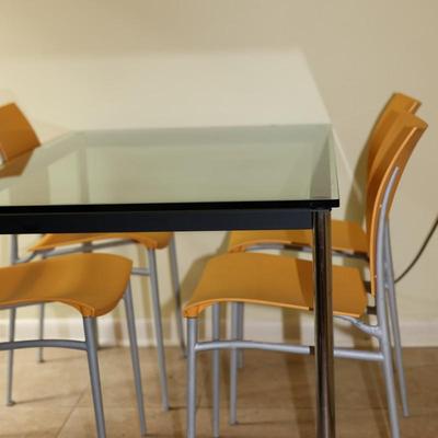 Glass Dining Set with Four Chairs