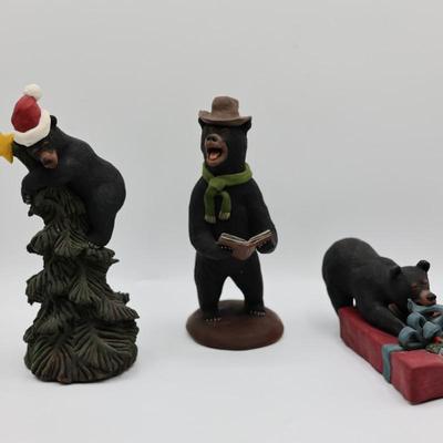 Set of Four Christmas Bears Decor - Signed