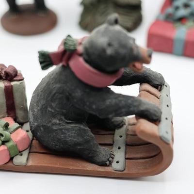 Set of Four Christmas Bears Decor - Signed