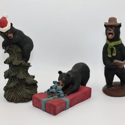 Set of Four Christmas Bears Decor - Signed