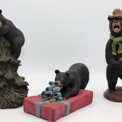 Set of Four Christmas Bears Decor - Signed