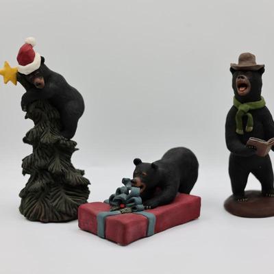 Set of Four Christmas Bears Decor - Signed