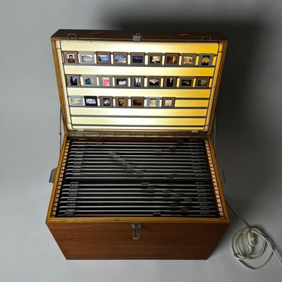 609 Mid-Century Teak Light Box for Picture Slides