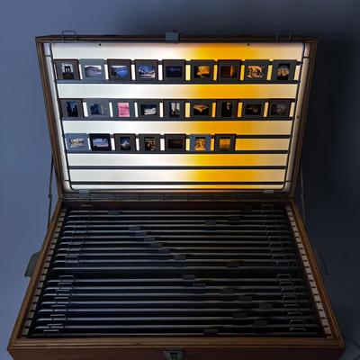 609 Mid-Century Teak Light Box for Picture Slides