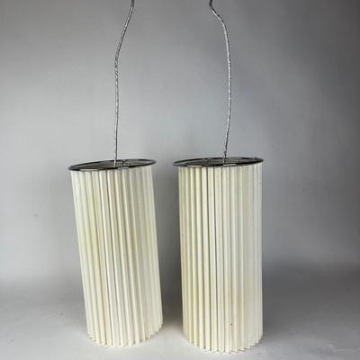 615 Pair of Modern Hanging Paper Light Fixtures