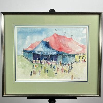 623 Original Watercolor of Circus Signed Lou Hazam 1979