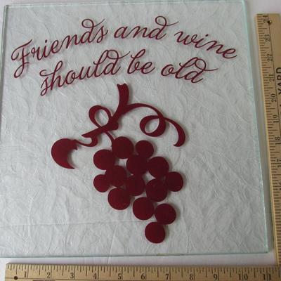 Glass Cutting Board, Friends and Wine Theme