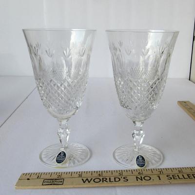 2 Vintage Fancy Glass Goblets, Royal Doulton Crystal