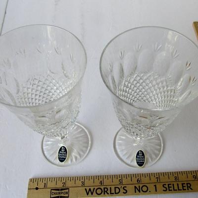 2 Vintage Fancy Glass Goblets, Royal Doulton Crystal