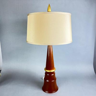 635 Alejandro Veraud Modern 23Karat Gold Leaf Mahogany Table Lamp
