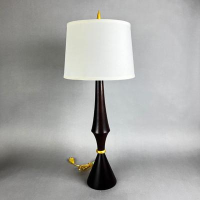 636 Alejandro Veraud Modern 23Karat Gold Leaf Mahogany Signed Table Lamp