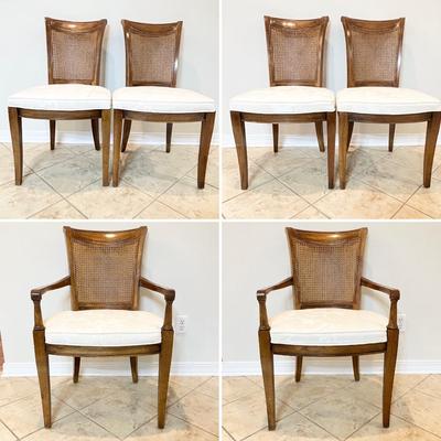 DREXEL HERITAGE ~ Francesca ~ Solid Wood Inlaid Dining Table With Six (6) Cane Back Chairs