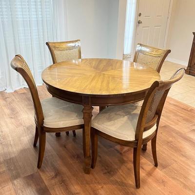 DREXEL HERITAGE ~ Francesca ~ Solid Wood Inlaid Dining Table With Six (6) Cane Back Chairs