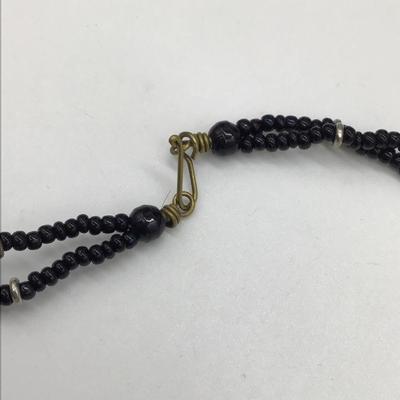 Vintage black beaded necklace