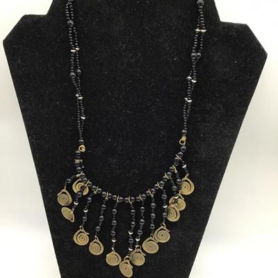 Vintage black beaded necklace