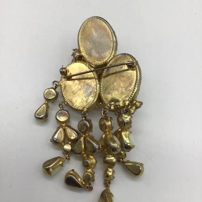 Vintage Rhinestones and stone brooch. Gorgeous. Great condition