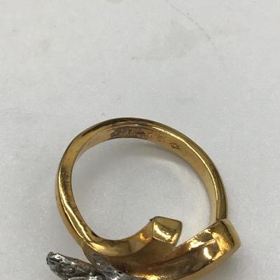 18 KT GF. Marked butterfly ring