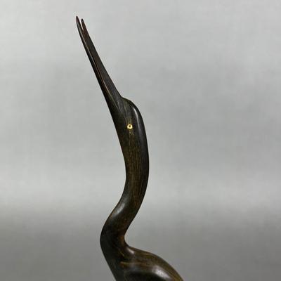 650 Hand Carved Horn Crane Sculpture