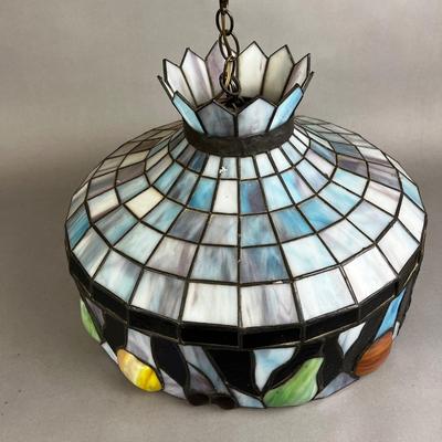 656 Vintage Tiffany Style Stained Glass Chandelier